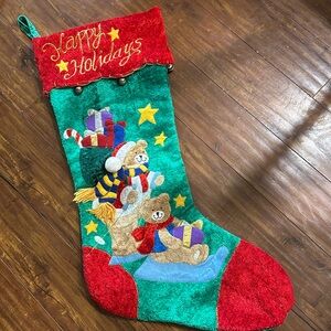 Huge oversized Teddy Bear Ho Ho Ho‎ Christmas Stocking